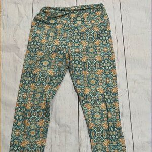 Lularoe green and yellow patterned one size leggings